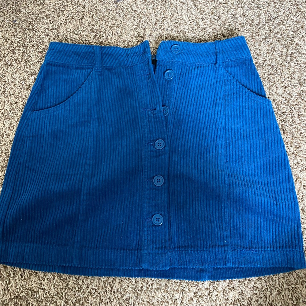 Forever 21 Blue Ribbed Pencil Mini Skirt